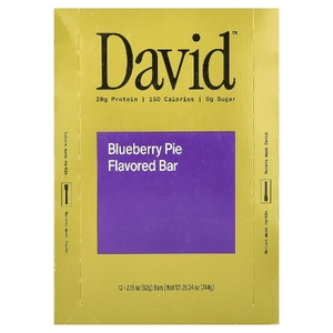 David Protein , Protein Bar, Blueberry Pie, 12 Bars, 2.19 oz (62 g) Each