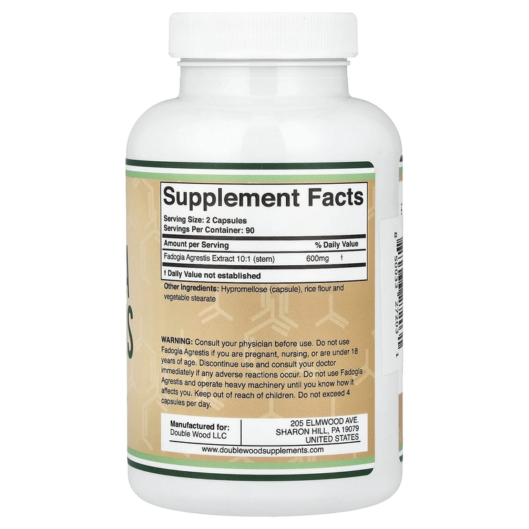 Double Wood Supplements, фадогия (Fadogia arestis), 180 капсул (300 мг в 1 капсуле)