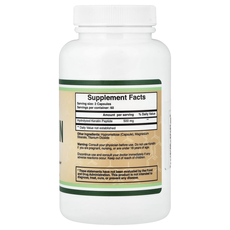 Double Wood Supplements, Кератин, 120 капсул (250 мг в каждой капсуле)