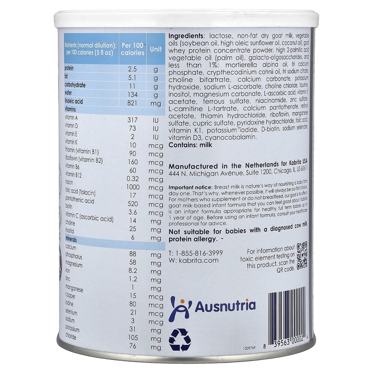 Kabrita, Goat Milk-Based Infant Formula Powder With Iron, 0-12 M, 28 oz (800 g)