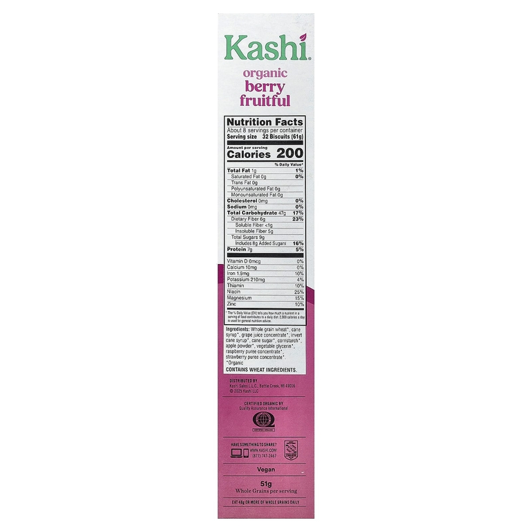 Kashi, органические хлопья, с ягодным вкусом, 487 г (17,2 унции)