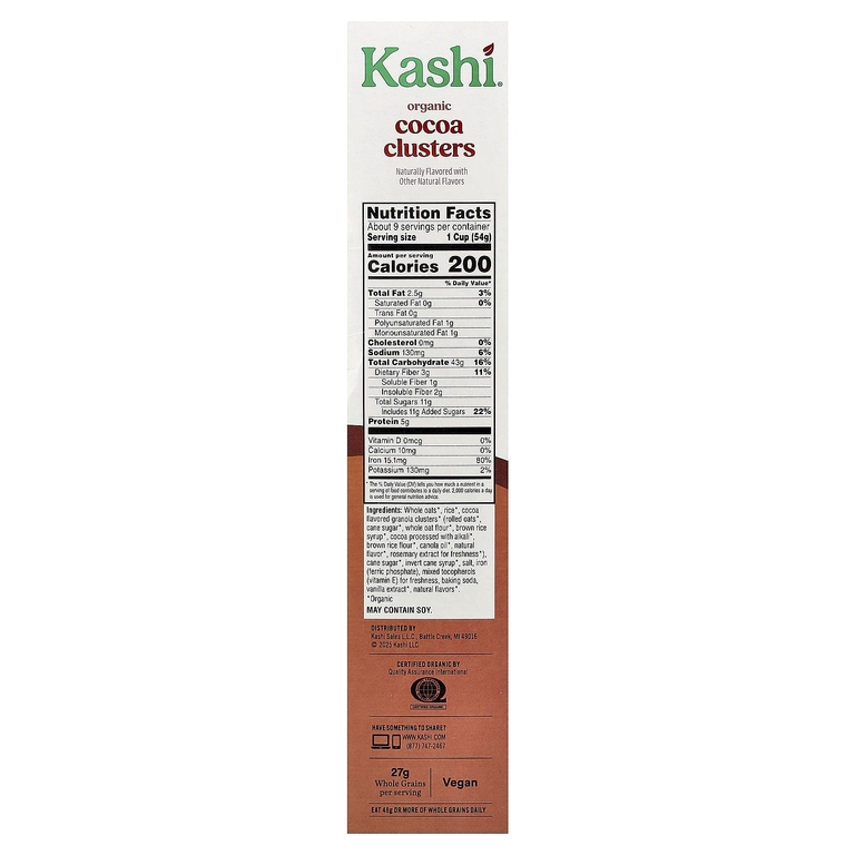 Kashi, органические хлопья, кусочки какао, 487 г (17,2 унции)