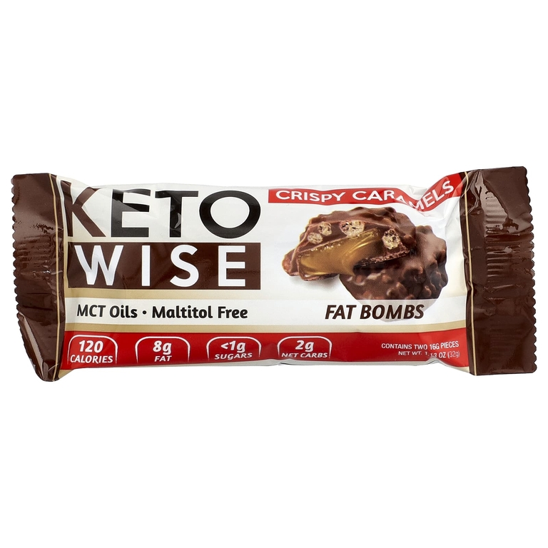 Keto Wise, Fat Bombs, хрустящая карамель, 16 упаковок по 32 г (1,13 унции)