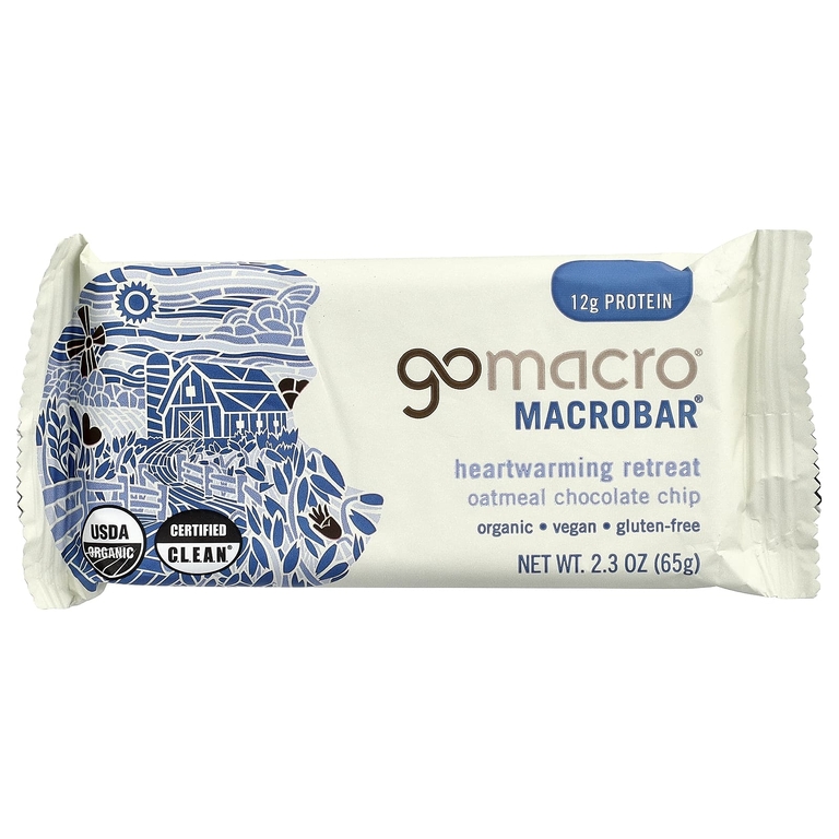 GoMacro, MacroBar®, забота о сердце, овсянка и шоколадная крошка, 4 батончика по 65 г (2,3 унции)