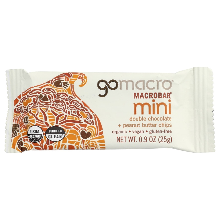 GoMacro, MacroBar® мини, двойной шоколад и чипсы с арахисовой пастой, 8 батончиков по 25 г (0,9 унции)