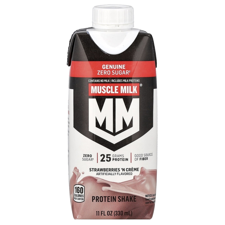 Muscle Milk, Genuine, Protein Shake, Strawberry 'n Creme, 4 Cartons, 11 fl oz (330 ml) Each