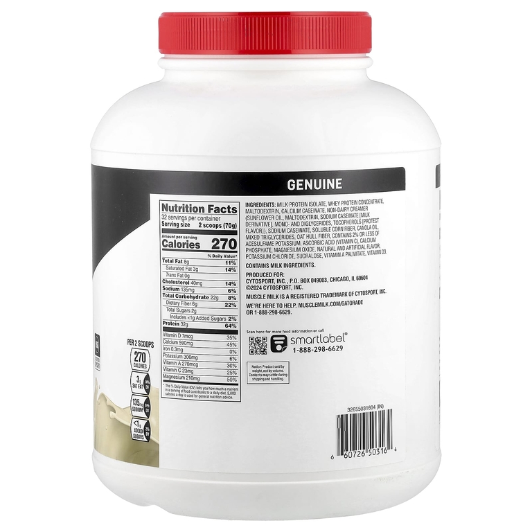Muscle Milk, Genuine, Protein Powder, Vanilla Creme, 4.94 lb (2.24 kg)