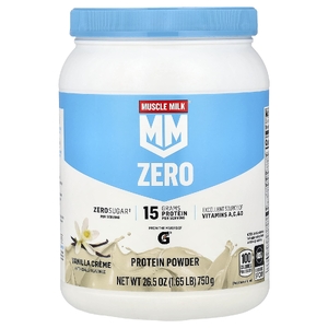 Muscle Milk, Zero, протеиновый порошок, ванильный крем, 750 г
