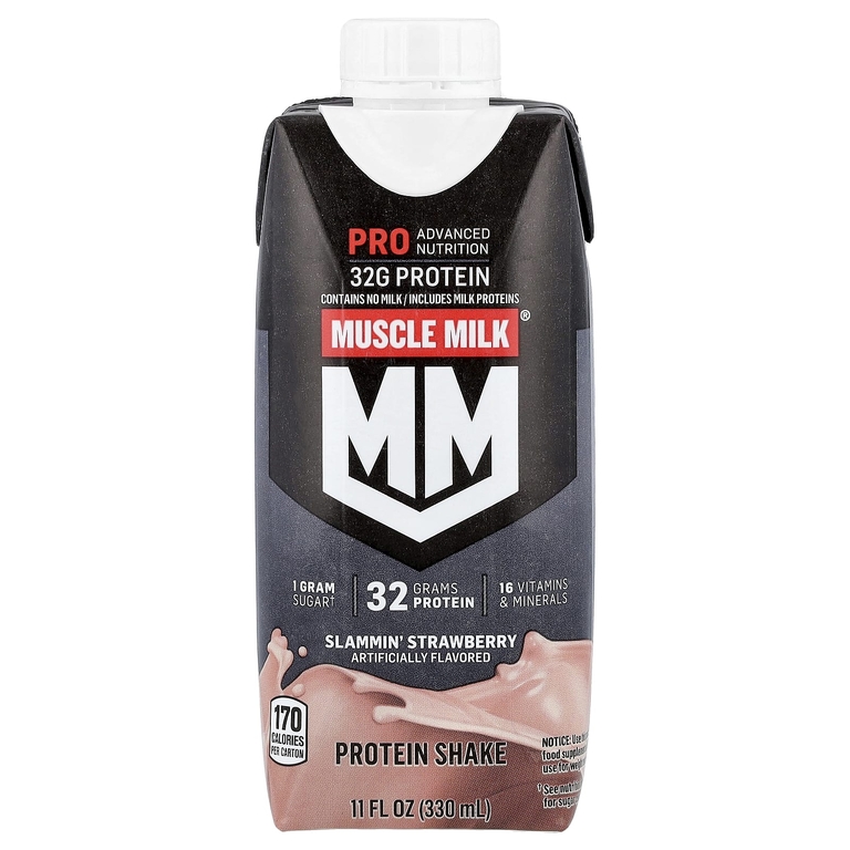 Muscle Milk, Pro Advanced Nutrition, Protein Shake, Slammin' Strawberry, 4 Cartons, 11 fl oz (330 ml) Each