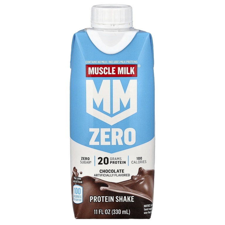 Muscle Milk, Zero, Protein Shake, Chocolate, 4 Cartons, 11 fl oz (330 ml) Each