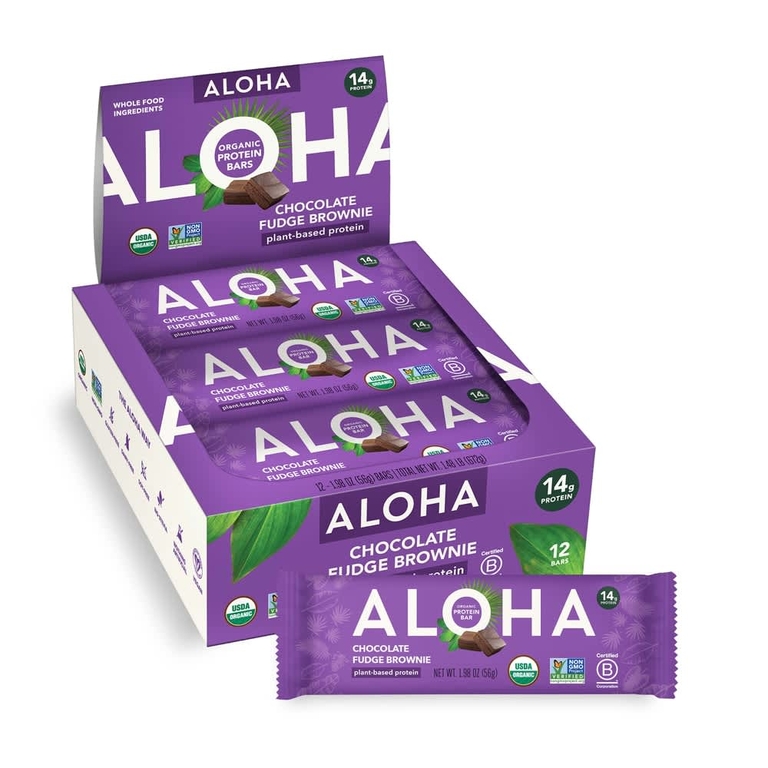 Aloha, Organic Protein Bars, Chocolate Fudge Brownie, 12 Bars, 1.98 oz (56 g) Each