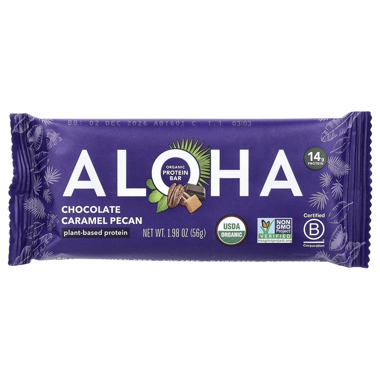 Aloha, Organic Protein Bars, Chocolate Caramel Pecan, 12 Bars, 1.98 oz (56 g) Each