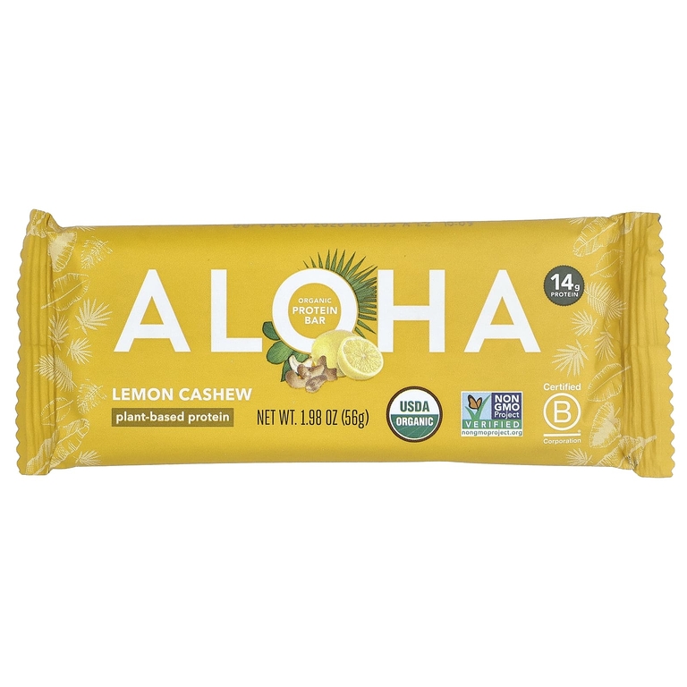 Aloha, Organic Protein Bars, Lemon Cashew, 12 Bars, 1.98 oz (56 g) Each