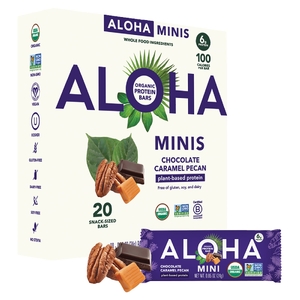 Aloha, Organic Protein Mini Bars, Chocolate Caramel Pecan, 20 Bars, 0.85 oz (24 g) Each