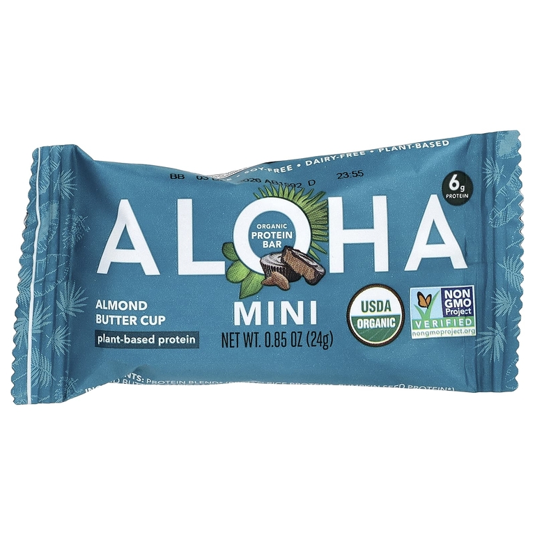 Aloha, Organic Protein Mini Bars, Almond Butter Cup, 20 Bars, 0.85 oz (24 g) Each