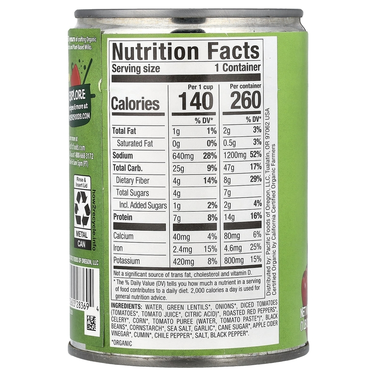 Pacific Foods, органический овощной суп из чечевицы, 463 г (16,3 унции)
