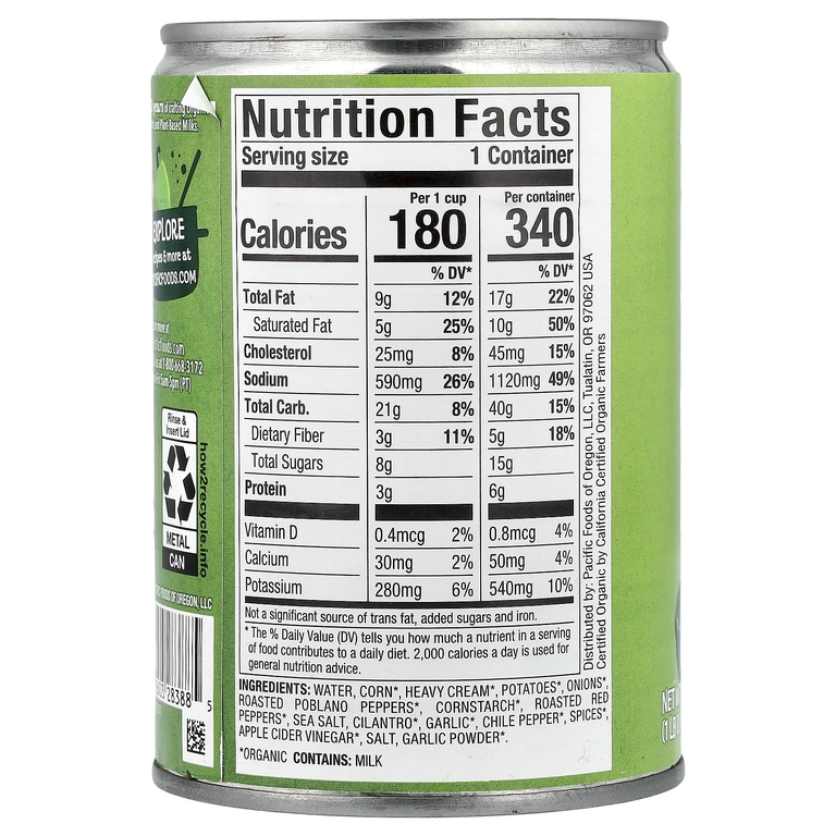 Pacific Foods, органический перец поблано и кукурузная похмель, 463 г (16,3 унции)