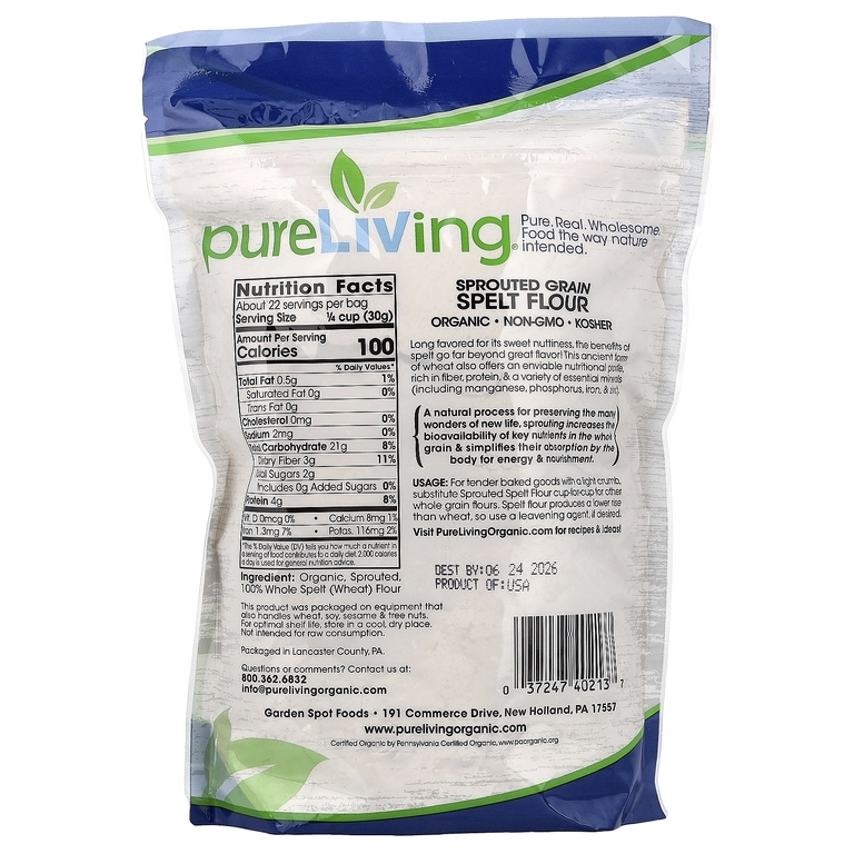 Pure Living, органическая мука из пророщенных злаков, 680 г (24 унции) (Товар снят с продажи) 