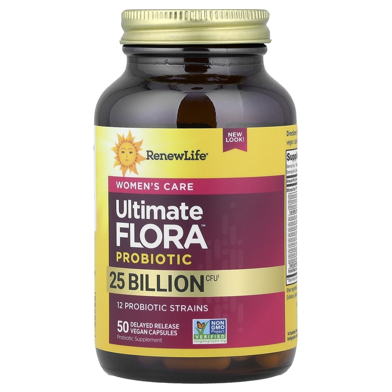 Renew Life, Women's Care, пробиотик Ultimate Flora™, 50 веганских капсул с отсроченным высвобождением