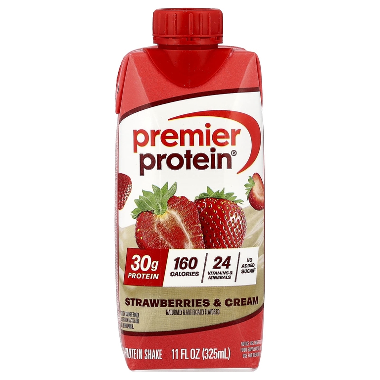 Premier Protein, High Protein Shake, Strawberries and Cream, 4 Shakes, 11 fl oz (325 ml) Each
