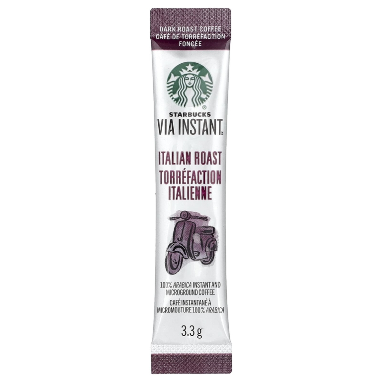 Starbucks, VIA®, растворимый кофе итальянской обжарки, микромолотый, темная обжарка, 8 пакетиков по 3,3 г (0,11 унции)