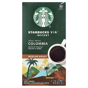 Starbucks, VIA® Колумбия, кофе, средняя обжарка, 8 пакетиков по 3,3 г (0,11 унции)