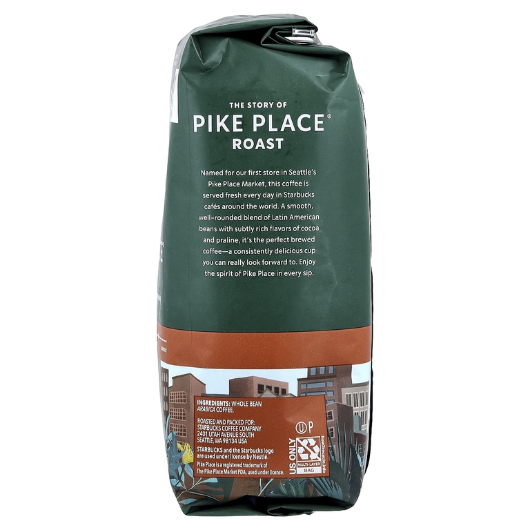 Starbucks, Pike Place® Coffee, кофе в зернах, средняя обжарка, 340 г (12 унций) (Товар снят с продажи) 