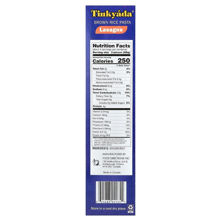 Tinkyada, паста из коричневого риса, лазанья, 280 г (10 унций)