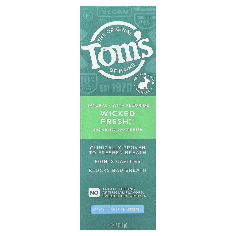 Tom's of Maine, Wicked Fresh!®, зубная паста против кариеса с фторидом, прохладная перечная мята, 113 г (4 унции)