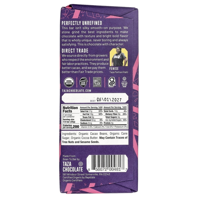 Taza Chocolate, 87% Dark Chocolate, Seriously Dark, 2.5 oz (70 g)