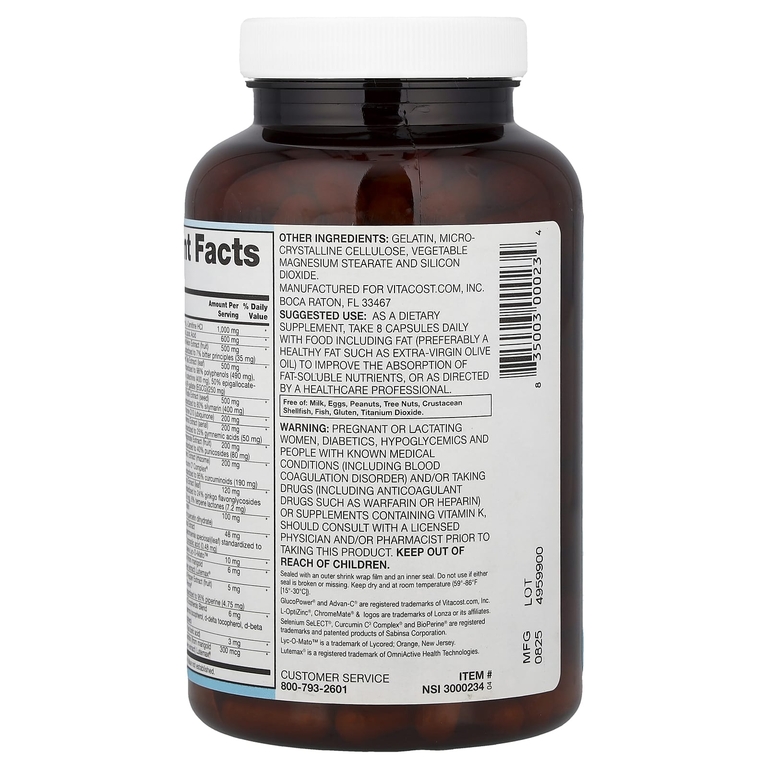 Vitacost, Synergy®, мультивитамины GlucoPower®, 240 капсул