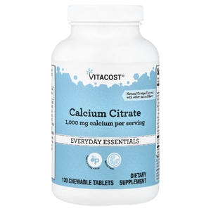 Vitacost, цитрат кальция, с апельсиновым вкусом, 120 жевательных таблеток