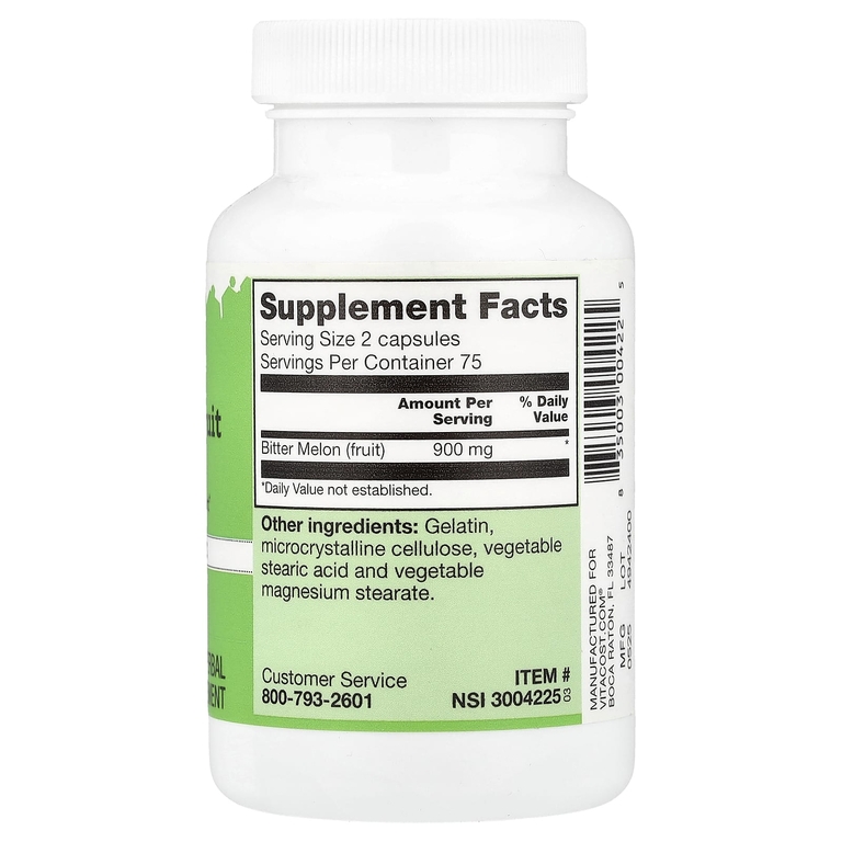 Vitacost, плоды горькой дыни, 150 капсул (450 мг в 1 капсуле)