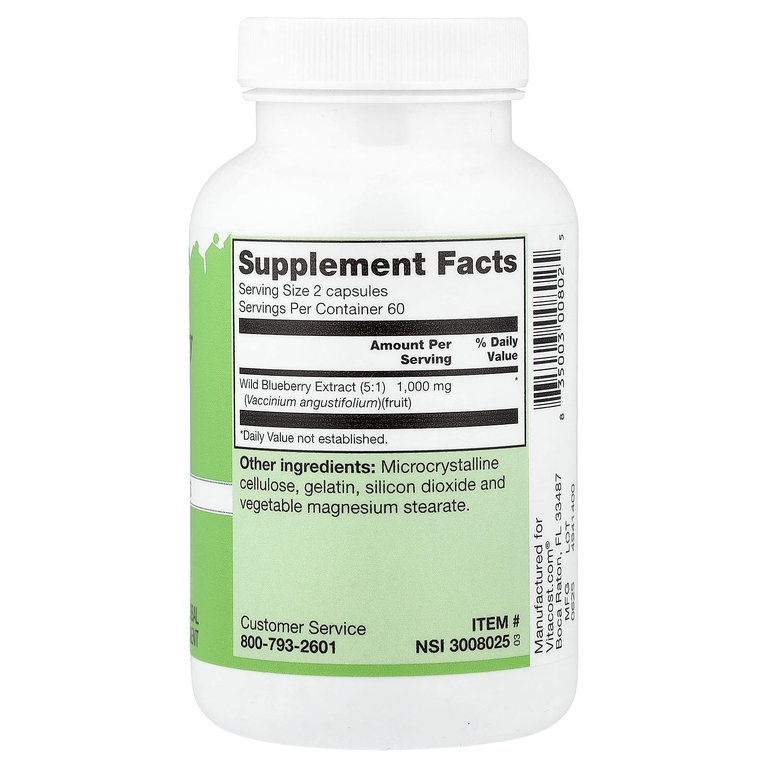 Vitacost, Wild Blueberry Extract, 120 Capsules (500 mg per Capsule) (Товар снят с продажи) 
