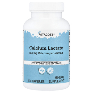 Vitacost, лактат кальция, 100 капсул (600 мг в 1 капсуле)