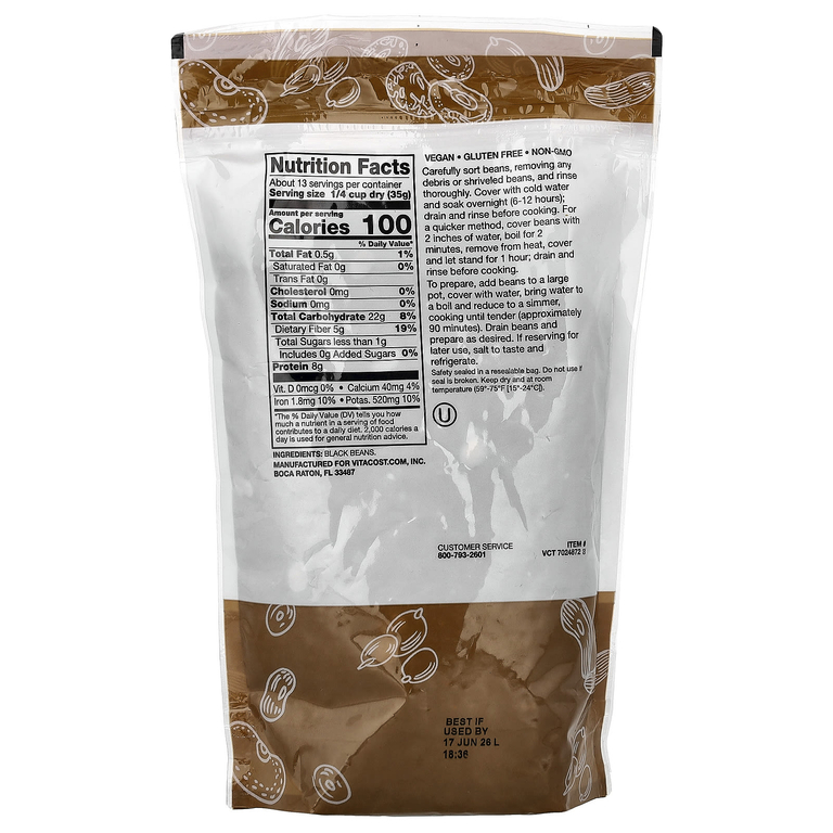 Vitacost, Black Beans, 16 oz (453 g)