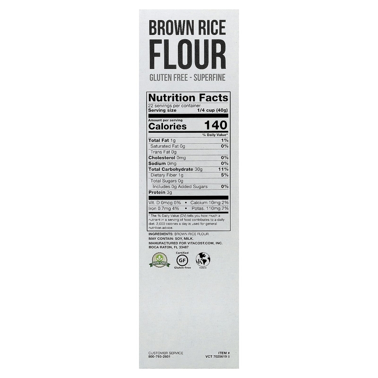 Vitacost, Gluten Free Brown Rice Flour, Superfine, 32 oz (907 g)
