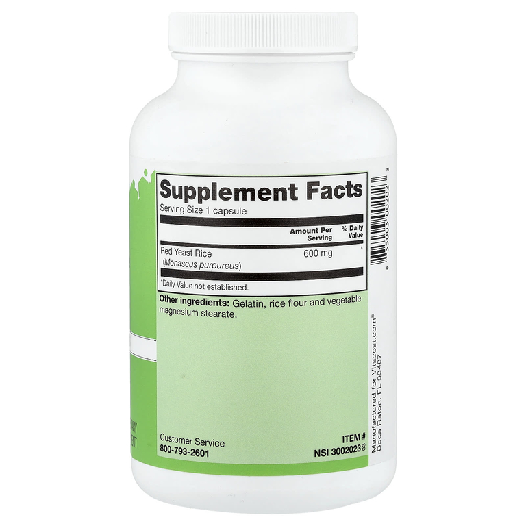 Vitacost, Red Yeast Rice, 600 mg, 240 Capsules