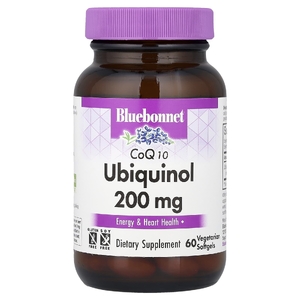Bluebonnet Nutrition, коэнзим Q10, убихинол, 200 мг, 60 вегетарианских капсул