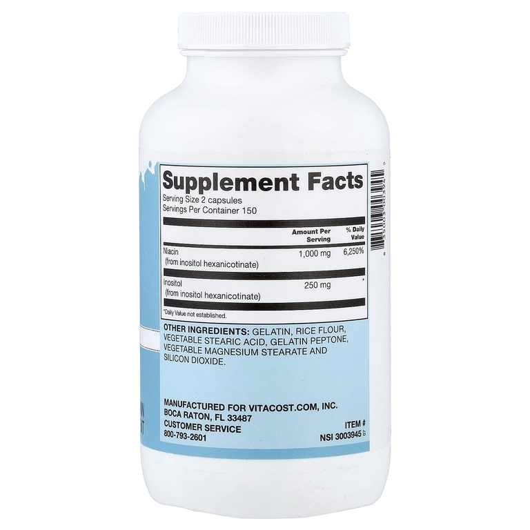 Vitacost, Niacin, Non-Flushing, 300 Capsules (500 mg per Capsule)