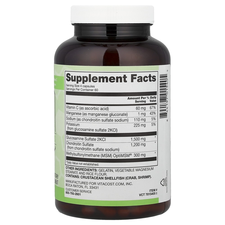 Vitacost, Synergy®, Glucosamine, Chondroitin & MSM with Vitamin C & Manganese, 240 Capsules