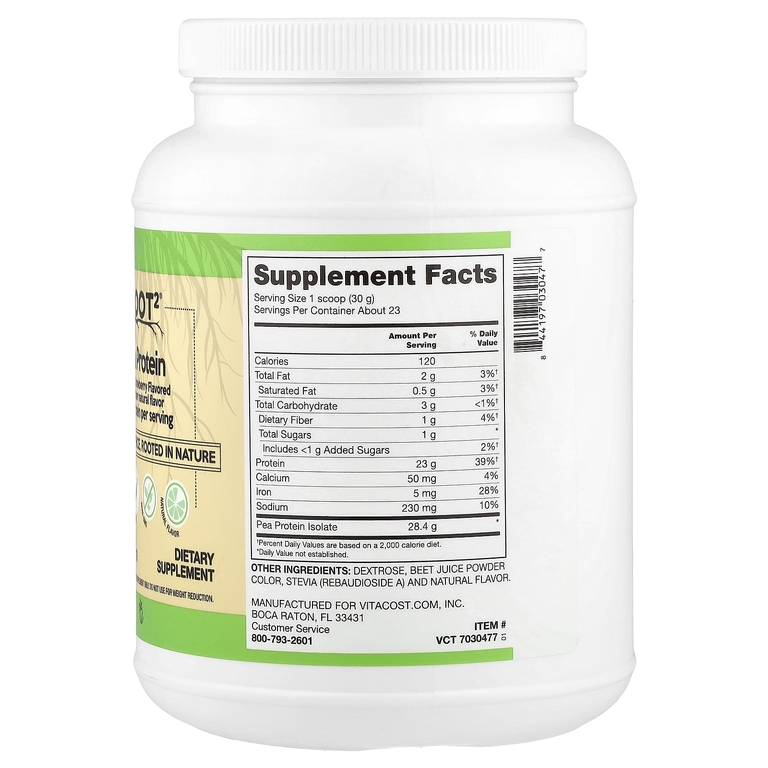 Vitacost, Root2®, Pea Protein, Natural Strawberry, 1 lb 8.1 oz (683 g)