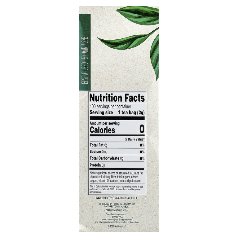 Newman's Own Organics, Organic Black Tea, 100 Tea Bags, 7.1 oz (201 g)