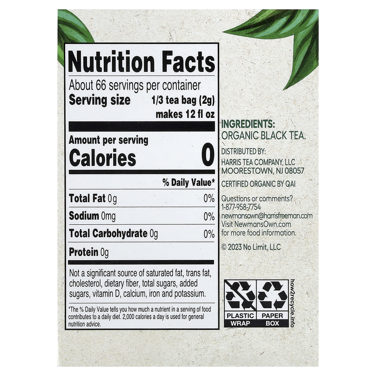 Newman's Own Organics, Organic Black Tea, 22 Tea Bags, 5 oz (141 g)