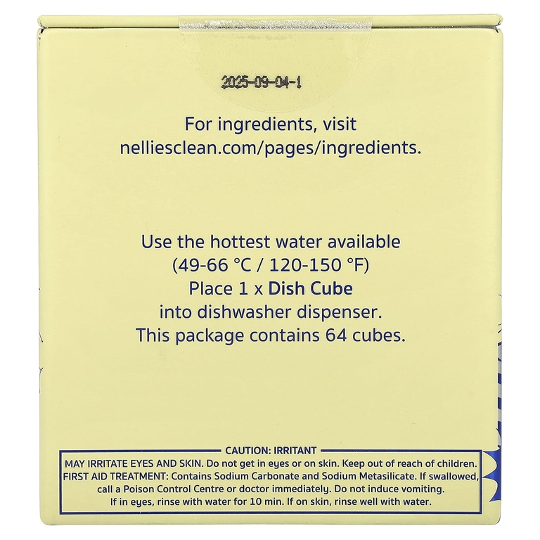 Nellie's, Dish Cubes, средство для мытья посуды без пластика, без отдушки, 64 загрузок, 1,09 кг (38,4 унции)