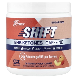 Real Ketones, Shift, смесь кетонов BHB и кофеина в порошке, со вкусом персика, 225 г (7,9 унции)
