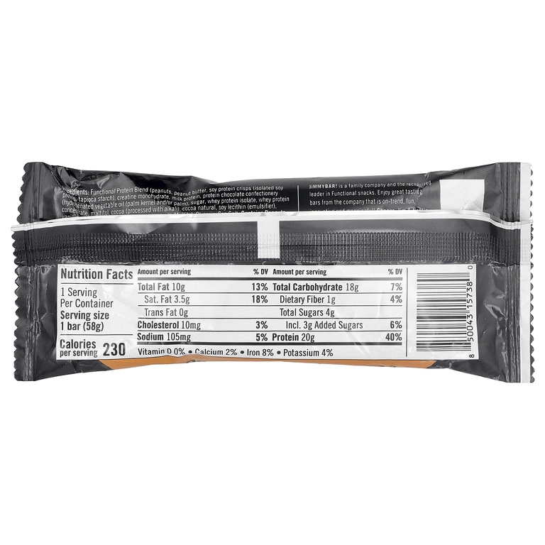 JiMMY!, Bars With Benefits™, протеиновый батончик с креатином, шоколад и арахисовая паста, 12 батончиков по 58 г (2,05 унции)