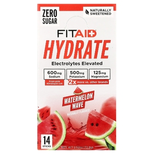 FITAID, Hydrate, арбузная волна, 14 стиков, 5,2 г (0,18 унции)