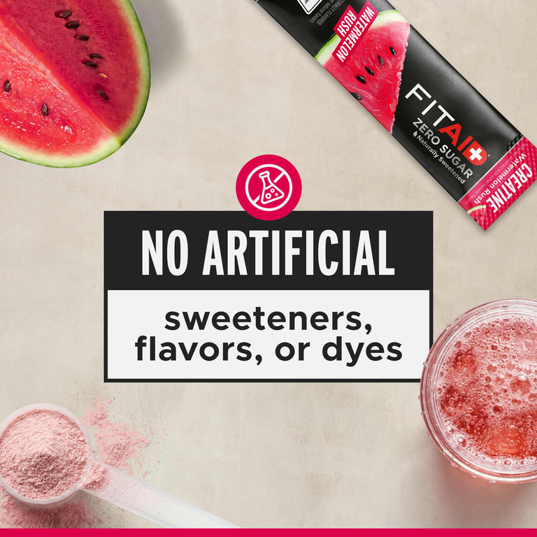FITAID, Essentials, моногидрат креатина, со вкусом арбуза, 14 стик-пакетов по 6,2 г (0,22 унции)