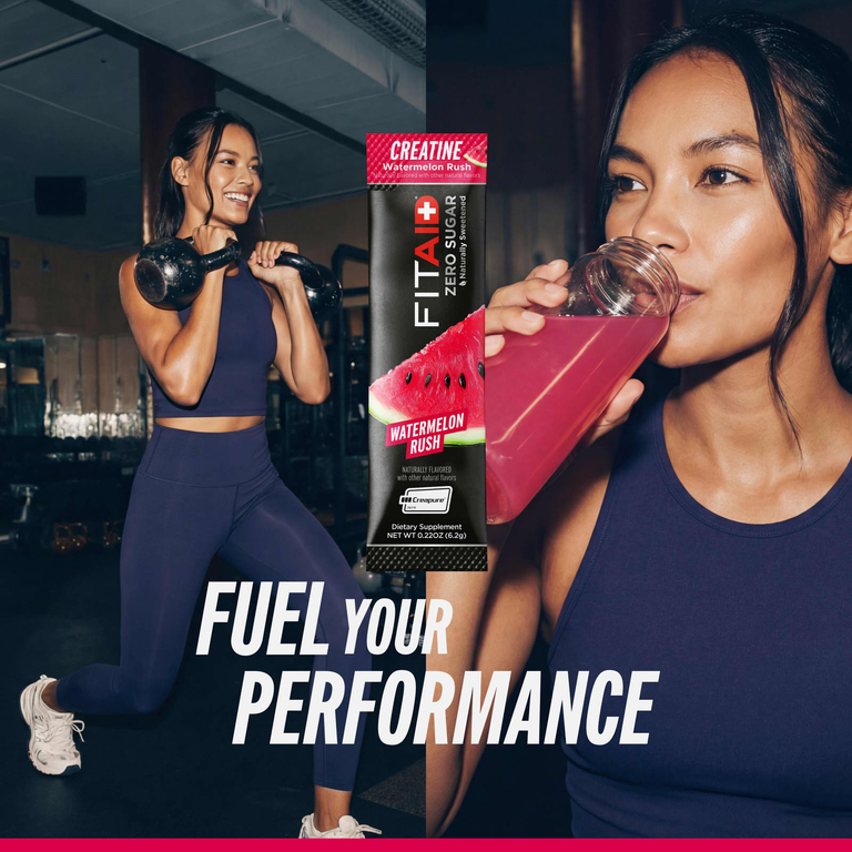 FITAID, Essentials, моногидрат креатина, со вкусом арбуза, 14 стик-пакетов по 6,2 г (0,22 унции)
